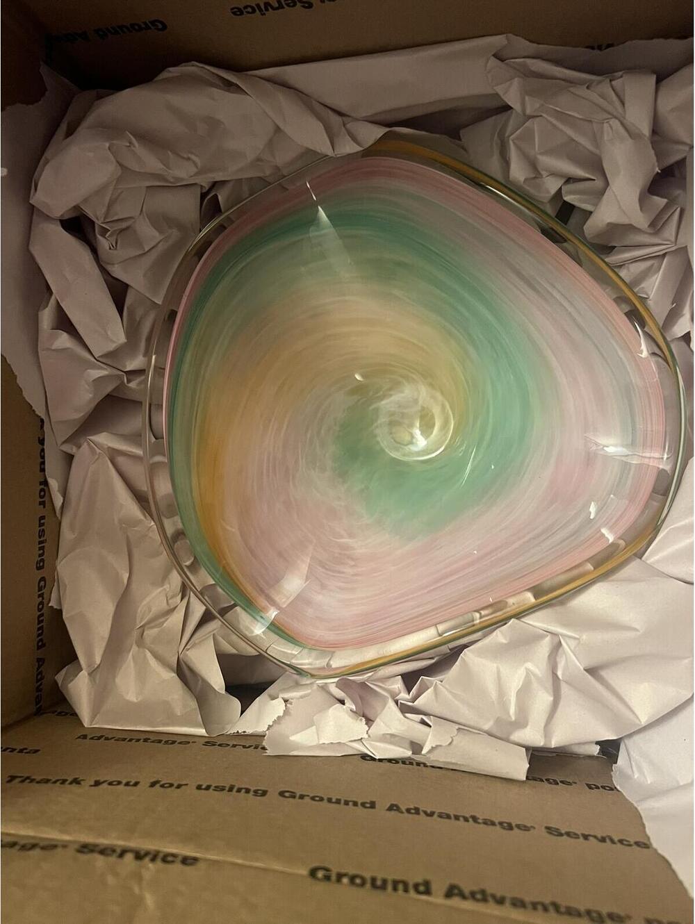 Handmade Swirled Glass Decorative Bowl